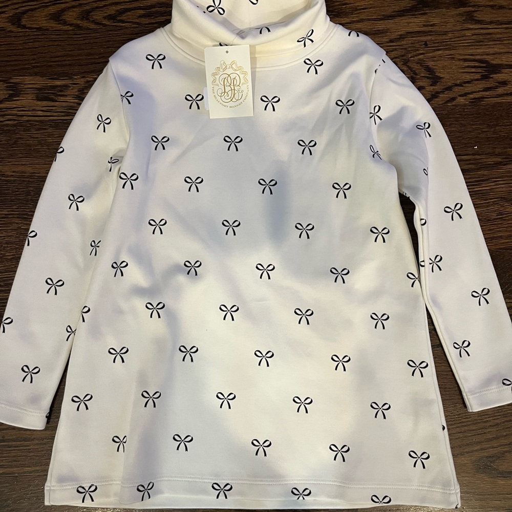 White Long Sleeve Dress with Black Bow Print